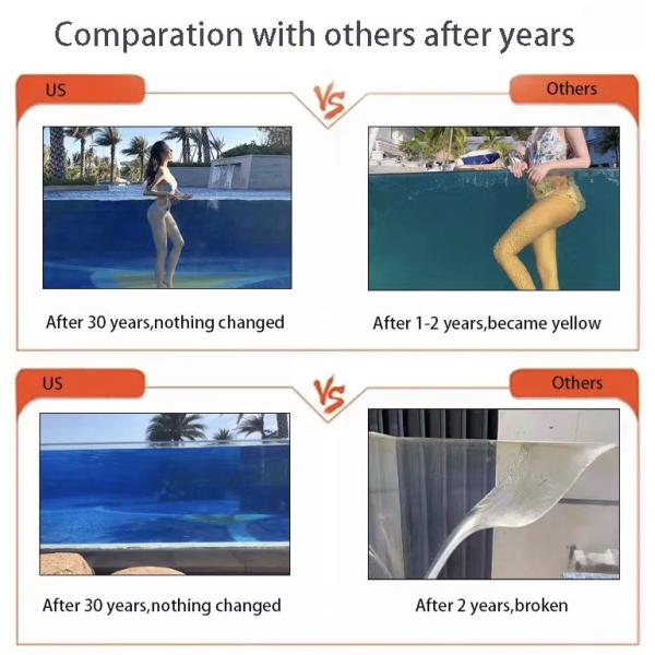 High Surface Hardness Acrylic Outside Swimming Pool with Super Thick Perspex Glass