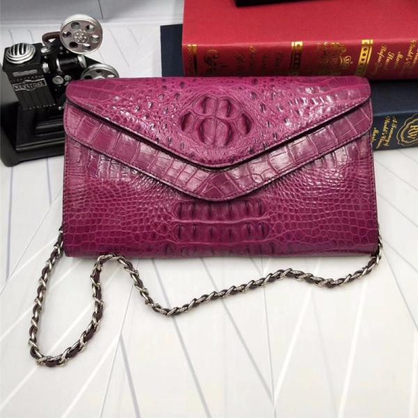 Fashion Genuine Crocodile Skin Female Women Small Envelop Purse Real Alligator Leather Ladies Single Cross Shoulder Bag