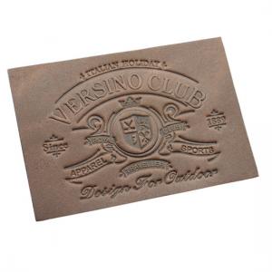 China custom leather clothing tags leather luggage labels embossed leather patches on sale