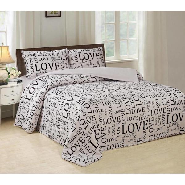 Silky Bed Sheet 4 Piece Bedding Set Luxurious With English Letters Printed