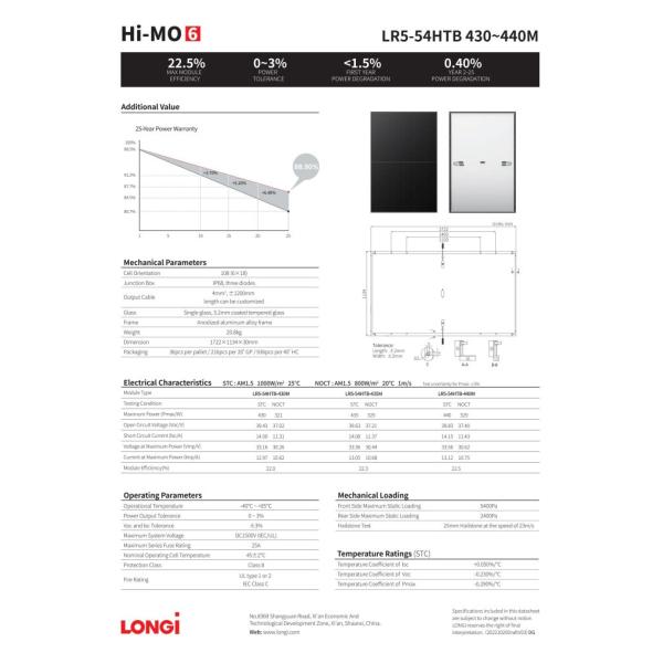 Full Black Firma longi solar Longi Solar Panel Pv Solar Panels Half Cell 430w 435w 440 Watt Solar Paneli