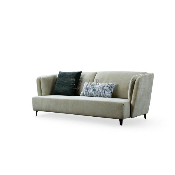 Modern Style Metal Legs Tufted Leather 3 Seater Sofa