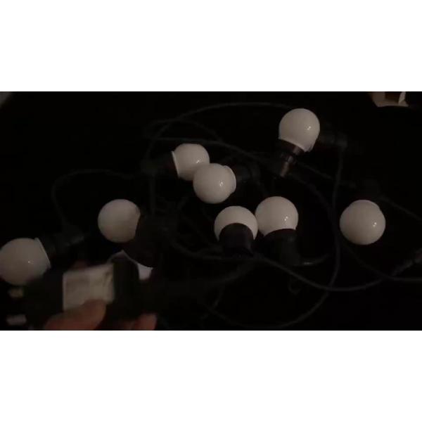 Outdoor String Lights Connectable Black Wire 50 G50 Clear Globe Bulbs for Cafe Bistro Market Deck Porch and Party Lighting