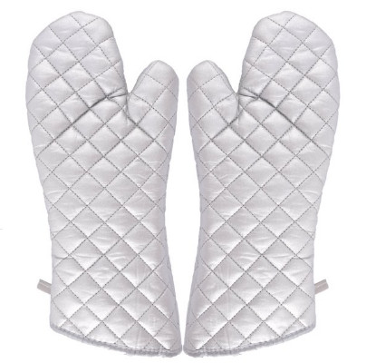 Silver Plated  Cotton  Heatproof Oven Gloves Soft Thickened Plain Design