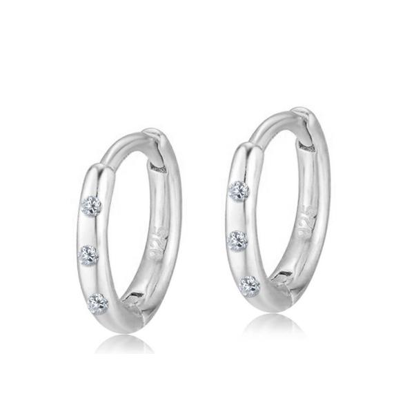 0.06ct Diamond Huggie Hoop Earrings 8mm 7mm 6mm size 1.3-1.5g Weight
