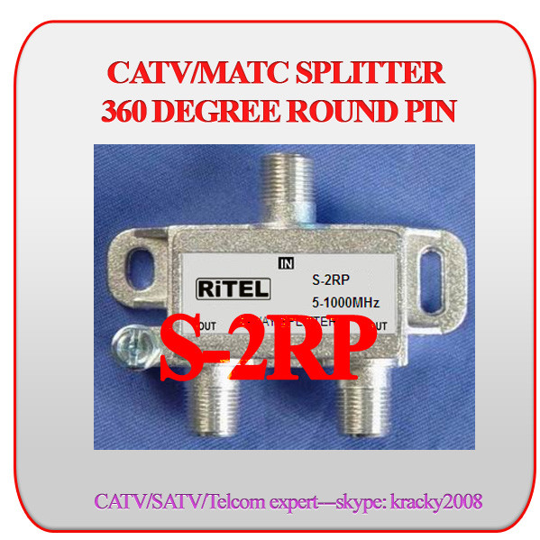 1GHz CATV/MATV 3-way TV splitter with 360 degree round PIN