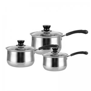  3pcs Milk Pot Set Kitchenware Cookware Set Stainless Steel Soup Stock Pots with Single Handle Manufactures