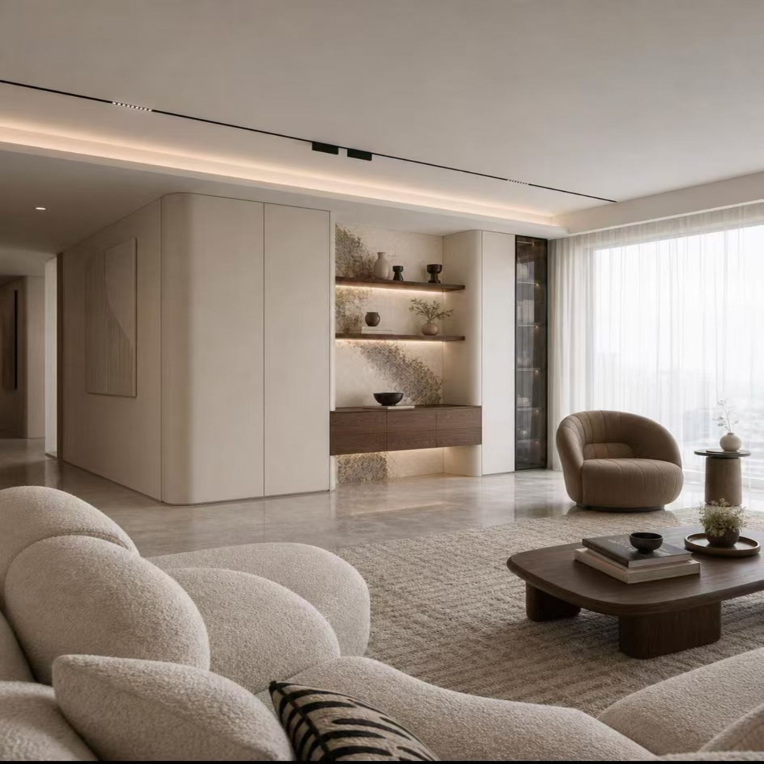 Cream White + Walnut, full‑on premium aesthetic 