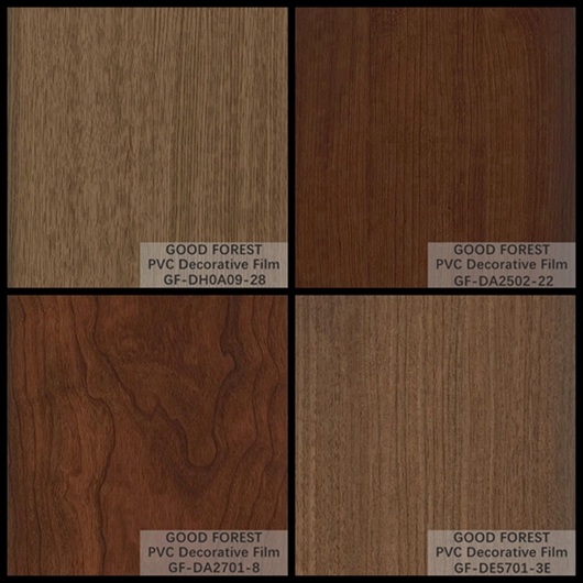 Wardrobes PVC Decorative Film Blistering Wooden Grain Light Brown Color