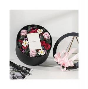  Oilproof Round Cardboard Flower Bouquet Boxes With Clear Lids Manufactures