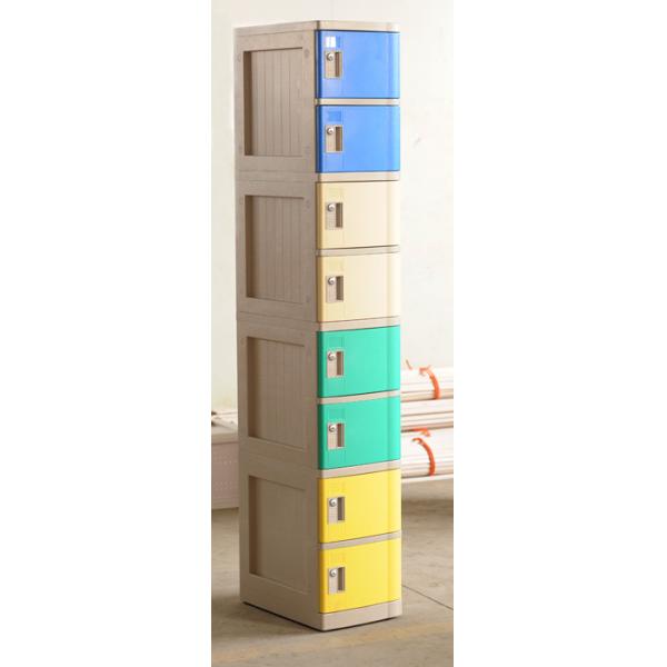 Yellow ABS Coin Collect Lockers , Anti UV Aging 8 Tier Lockers For Employee