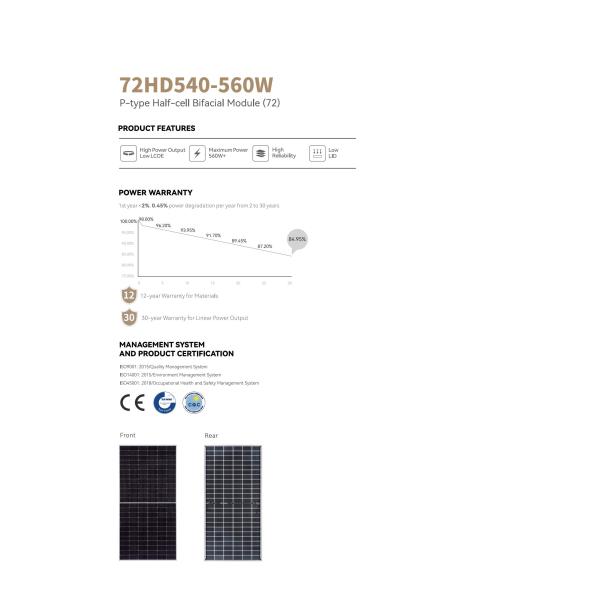 TW Solar Panel P Type Solar Panel 560W 144 Half Cells
