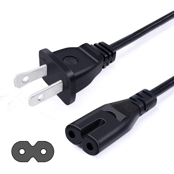 US Plug IEC320 C7 Cable NEMA 1-15P ,  7A 10A 125V 2 Prong AC Power Cord