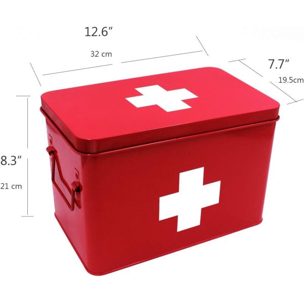 Metal First Aid Storage Box First Aid Kit medicine storage storage box Medicine Tin, Metal Medicine Storage Box