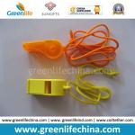 Hot Sale Custom Logo Imprinted Promotion Plastic PS Light Whistle with Cord Rope