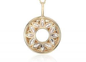  Floral Filigree Shape Diamond Pendant Necklace Yellow Gold OEM ODM Manufactures