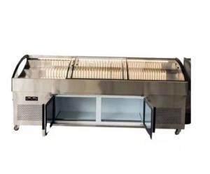 China Stainless Steel Sliding Door Deli Display Freezer Air Cooling on sale