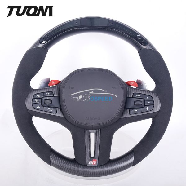 Luxury Alcantara Leather Toyota Supra Carbon Fiber Steering Wheel With LED