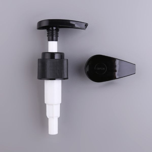 Ribbed Screw Lotion Pump Black 24/410 4cc Dosage PP Plastic Material