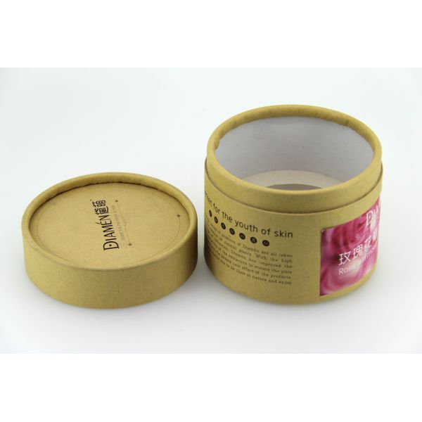 Eco Friendly Brown Kraft Paper Cans Packaging With Sponge For Cosmetics