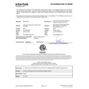 Haining Zell Automobile Testing And Inspection Equipments Co., Ltd. Certifications