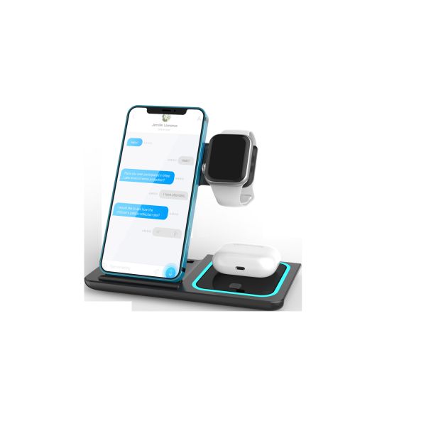 3 In 1 Can Foldable Fast Wireless Charger Customized Logo For Phone Earphone IWatch