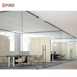  Frameless Clear Glass Partition Wall Vertical Full View Interior Office Glass Partition Manufactures