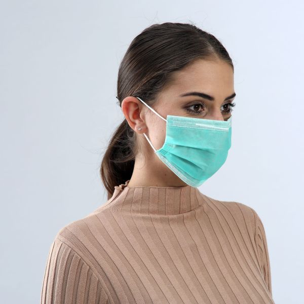Healthy Disposable Face Mask Green Color With Widen High Elastic Earband