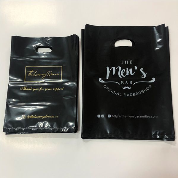 OEM LDPE HDPE Poly Plastic Bag For Clothes Handle Shopping Bags