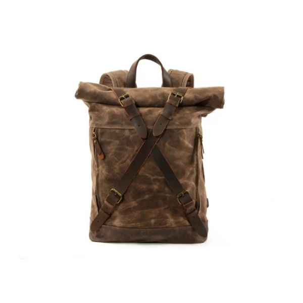 School College Rucksack Computer Bag , Canvas Leather Satchel Bookbag