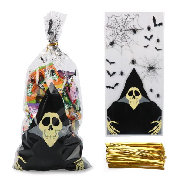 Halloween Skeleton Cellophane Treat Bag 150pcs For Kids