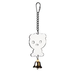  acrylic bird toys bear shape mirror with bell for budgie cockatiel Manufactures