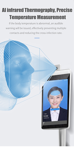 Thermal No Touch 8 Inch Kiosk Face Recognition Thermometers