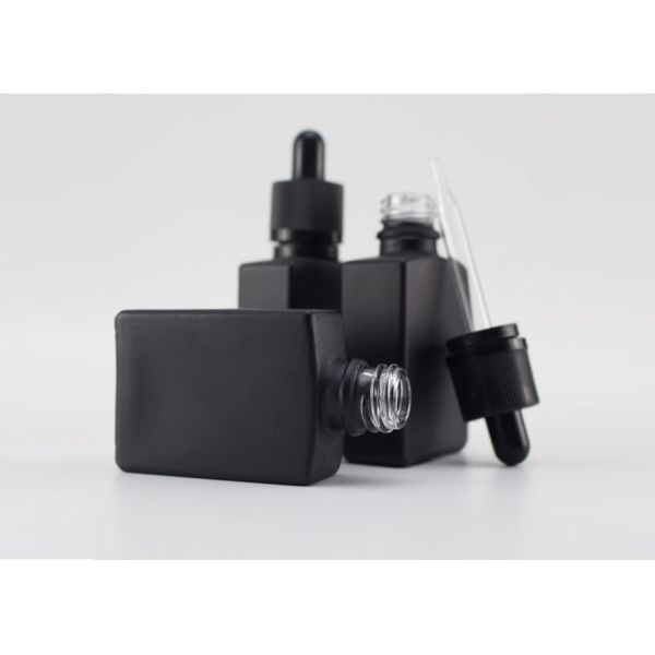 Matte Black Essential Oil Container Rectangular With Child Resistant Cap