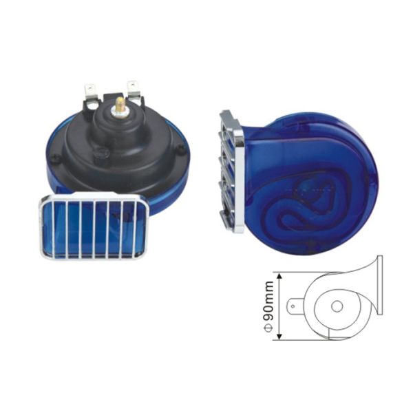 EST1010B Chrome Blue Universal Car Horn Replacement Truck Snail Horn 510Hz 110DB Dia 90mm 3.7A