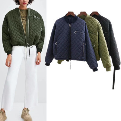 Stand Collar Short Bomber Jacket Womens Quilted Oversized Bomber Jacket Drop Shoulder