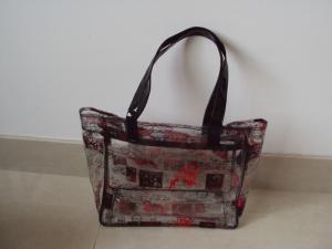 China Eco Friendly PVC Transparent Ladies Tote Bags With Stylish Imprint on sale