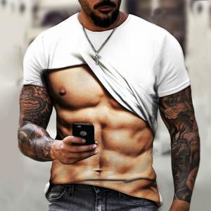  Muscle Men T Shirt Abs 3D Printing Personality Short Sleeve Summer Top Manufactures