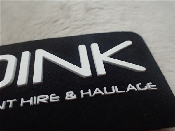 Double - Color Silicone 3D Rubber Logo Patches Soft Black Microfiber Planted