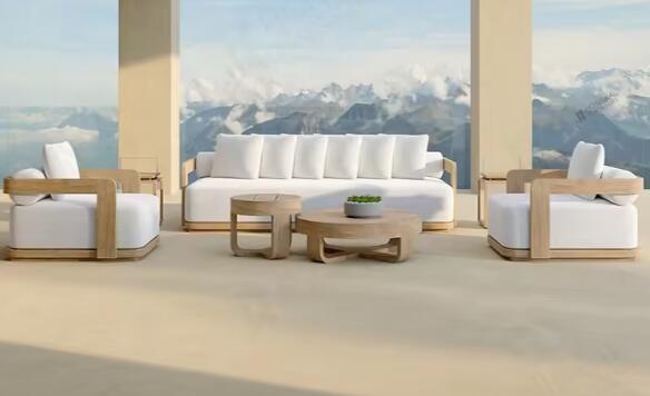 Teak wood Sofa Set 5Pieces Weather Resistant UV Resistant Durable For Gardens Courtyards Villas