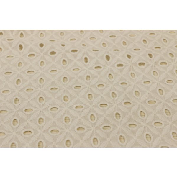 White Cotton Embroidered Lace Fabric 49in Width Breathable Eyelet
