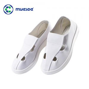  esd protection shoes Pu White blue Shoes Anti-static Esd Pu Esd Cleanroom Shoes With 4 Holes Welcro cleanroom esd shoes Manufactures