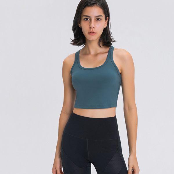 Low Price High Quality Custom Logo Y Back Padded Sport Tank Camisoles Workout Gym Fitness Wear