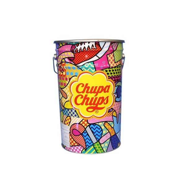 DADI 25 Liter Conical Cheese Tinplate Metal Popcorn Bucket with Airtight Lid And CMYK / PMS/ UV Printing