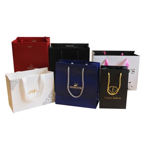 Custom Fancy Logo Printed Shopping Paper Carrier Bags