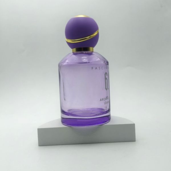 100ml Purple round shape perfume bottle with round ball cap
