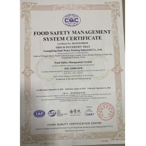 Guangdong Dadi Weiye Packing Industrial Co., Ltd. Certifications