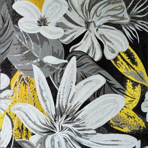 China White Magnificent Floral Glass Mosaic Wall Art , Craft Mosaic Tile Floor Patterns on sale