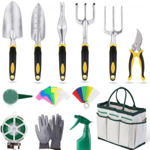 China Durable Heavy Duty Tool Set Canvas Bag Combination Kit Aluminum Shovel Garden Scissors with Cloth Bucket on sale