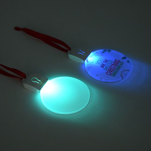 Sublimation Christmas Ornaments Personalized Glow In Dark Round Sublimation Blanks LED Acrylic Light USB Charger And Battery
